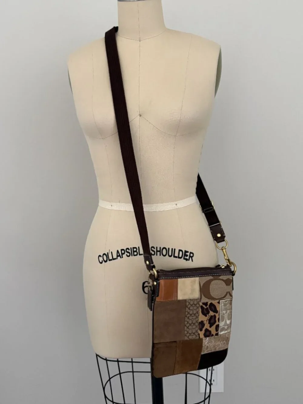 Coach Y2K Patchwork Swingpack Leather Suede Animal Print Boho Chic